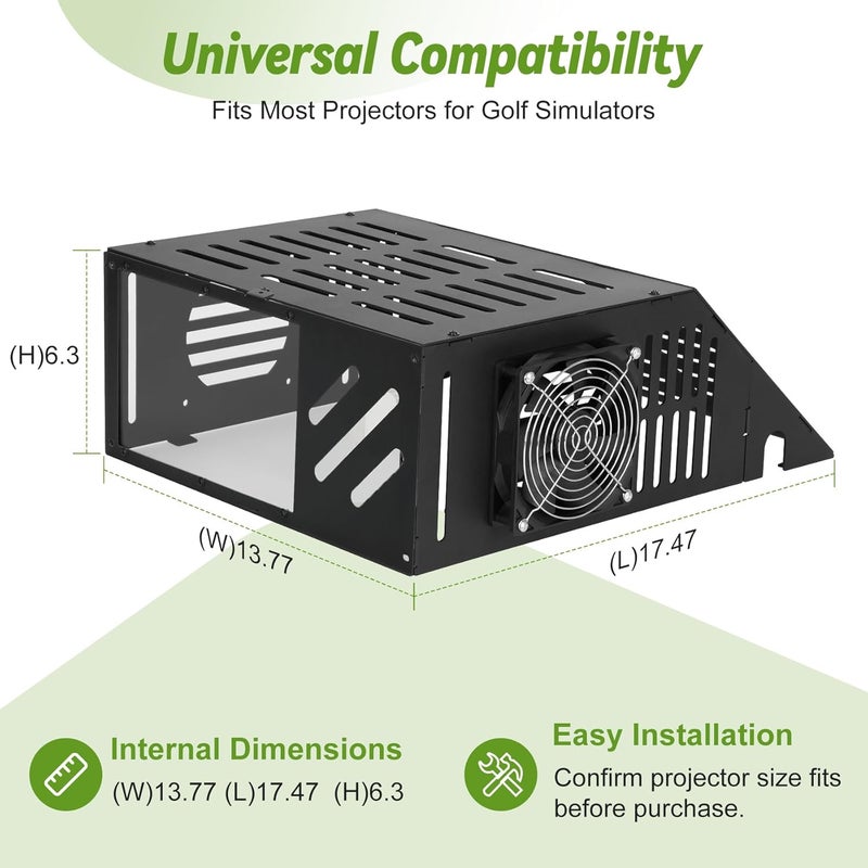 benut Golf Simulator Projector Cover, Floor-Mounted Projector Enclosure with Cooling Fan and Turf Cover, Durable Protection for Your Golf Simulation,Easy installation - Image 3